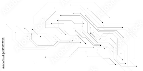 Abstract white circuit board pattern vector background with connected lines and dots for technology design.