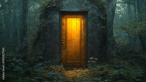 Deep in an ancient forest, there is a golden door that only materializes at exactly 12:00 AM. --ar 16:9 --stylize 750 --v 6.1 Job ID: c9e0eda1-bfea-4757-8a49-75ad3f00aed5