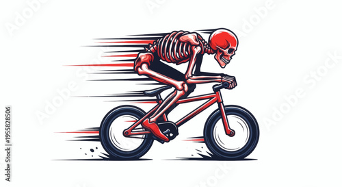 Skeleton Riding a Bicycle at High Speed with Motion Blur Effect