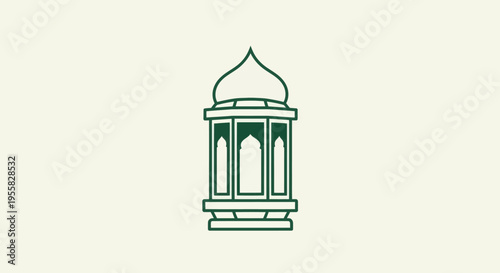 Elegant Islamic architecture icon depicting a minaret with a decorative dome and arched windows
