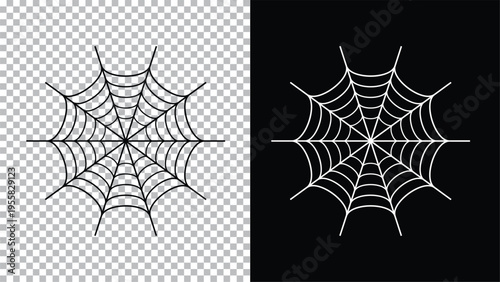 Spider Web Icon isolated on Transparent and Dark Background.