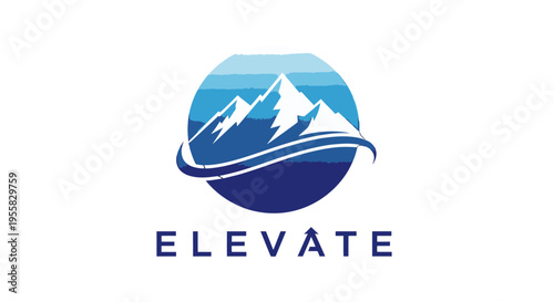Elevate logo with mountain and wave design.