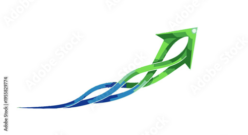 Green and blue abstract arrow graphic.