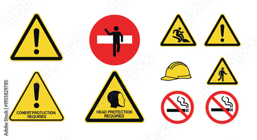 Collection of construction warning signs.