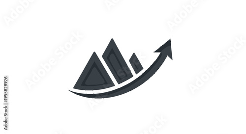 Black graph icon with rising arrow.
