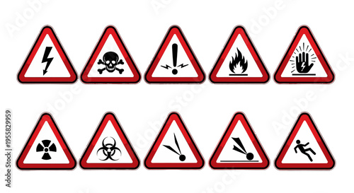 A collection of warning signs and symbols.