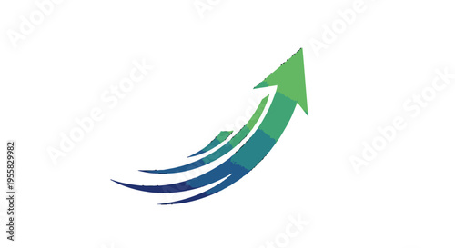 Green arrow pointing upwards with blue gradient.