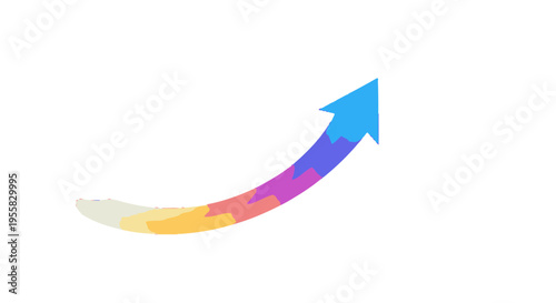 A colorful blue arrow pointing upwards.
