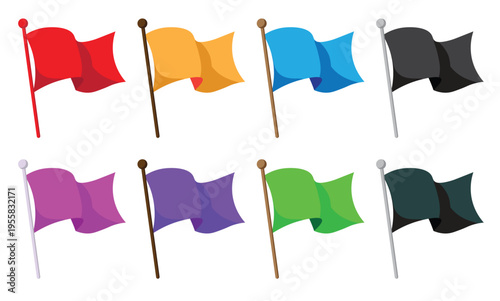 Waving flags icon set vector.
