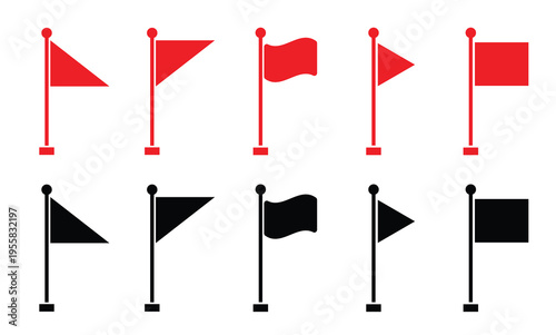 Waving flags icon set vector.