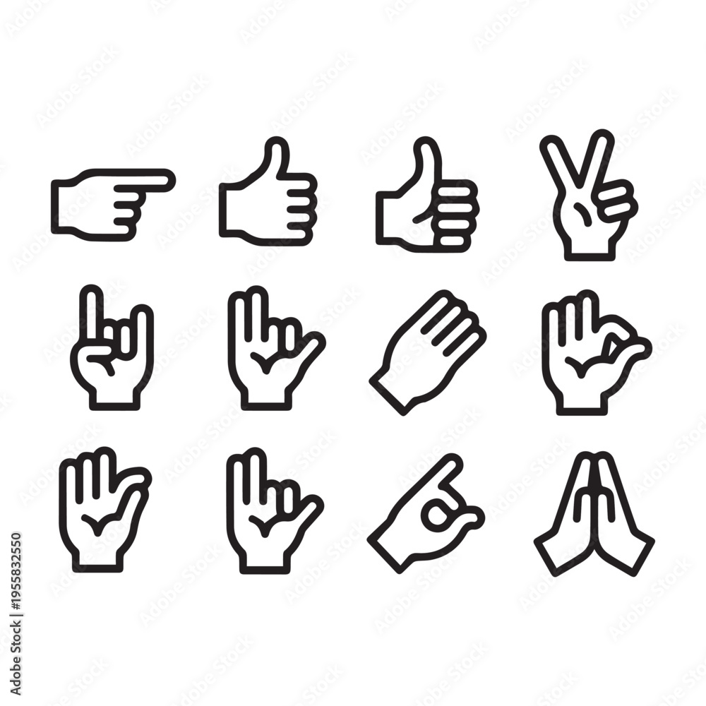 Obraz premium Mobile Interface Touch and Hand Gesture Icons.