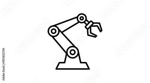 Industrial robot arm line icon, automation outline