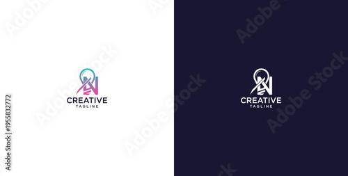 smart bulb logo icon. bulb logo technology. initial logo design N