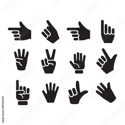 Approval and Direction Hand Gesture Icon Pack.
