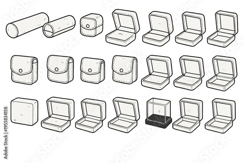 Different types of boxes and containers for holding items, including jewelry, displayed on a flat surface