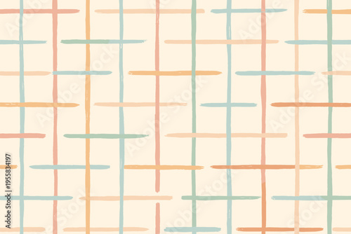 Pattern with horizontal lines in soft colors on a light background created by hand