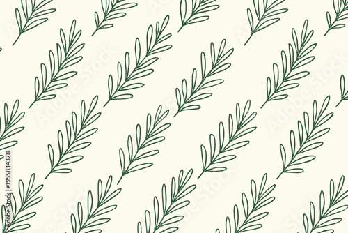 Pattern of green leaves on light background creates a simple design for textile or wallpaper use in various settings