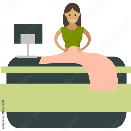 Saleswoman packing cloth order vector icon