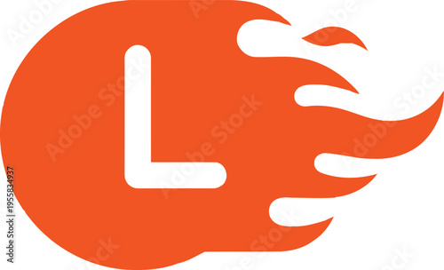 A vibrant orange logo featuring a stylized letter l with a dynamic flame effect on the right side Vector