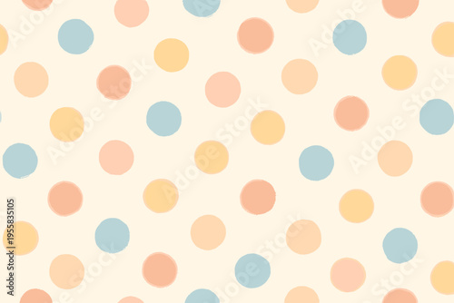 Colorful polka dots create a playful pattern on a light background