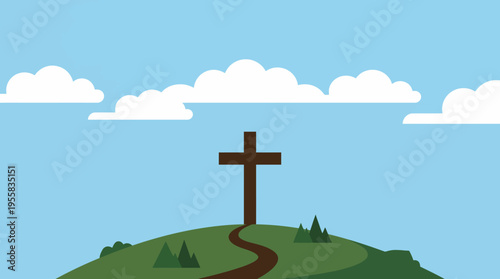 Large Christian Cross on Hill Top.