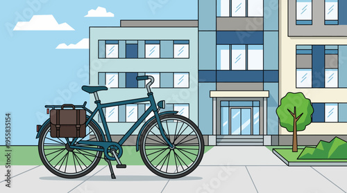 Teal bicycle with brown basket.