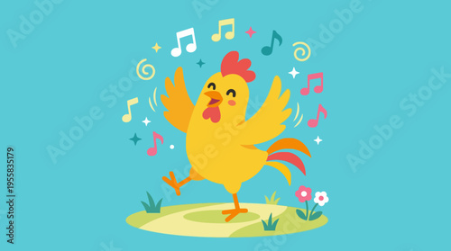 Yellow Cartoon Chicken Dancing Music.