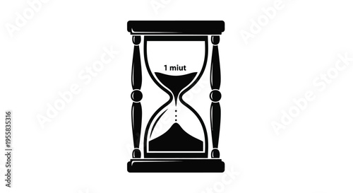 Black hourglass with 1 minut visible a striking silhouette