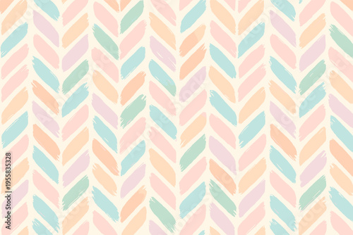 Colorful pattern with herringbone design in pastel colors on a light background creates a lively visual texture