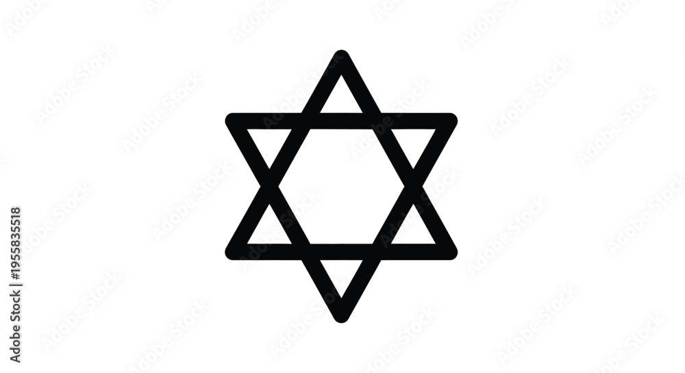 Fototapeta premium Black star of david symbol against a white background silhouette