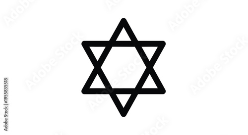 Black star of david symbol against a white background silhouette