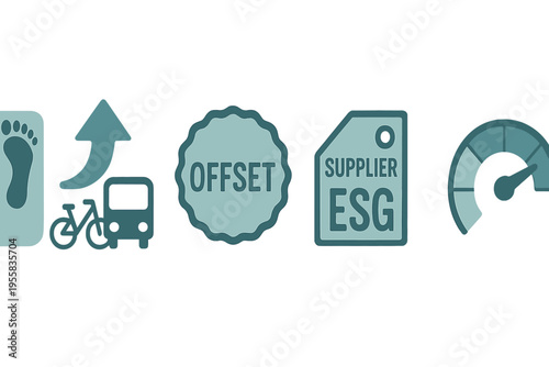Visual elements showing concepts of sustainability in transportation, supply chain, and environmental responsibility in modern business settings