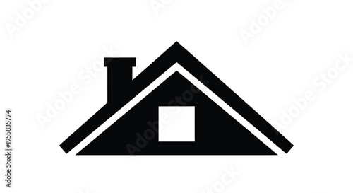 Simple house roofline with a chimney a minimalist silhouette