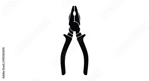 Black pliers graphic isolated on white a striking silhouette