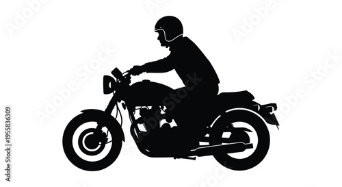 Motorcycle rider in profile a striking black form silhouette