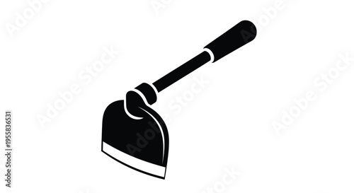 Black hoe tool against a plain white background stark silhouette