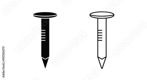 Two metal fasteners depicted in a stark black silhouette