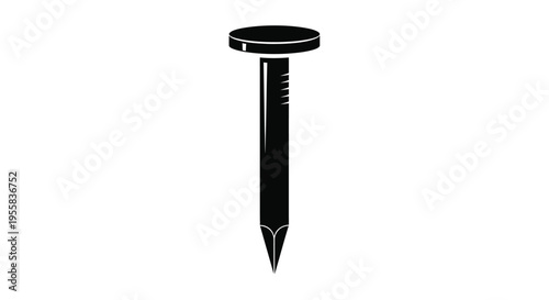 Simple black silhouette of a nail against a white background silhouette