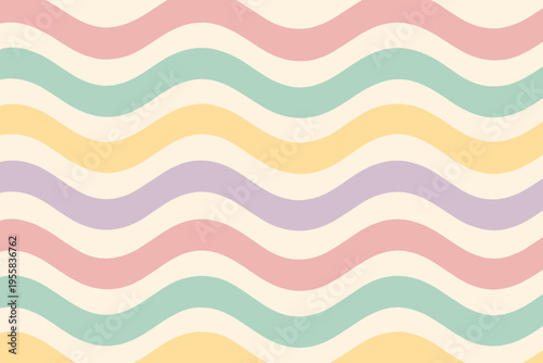 Colorful wavy pattern with pastel shades in a repeating design on a light background seen during daytime