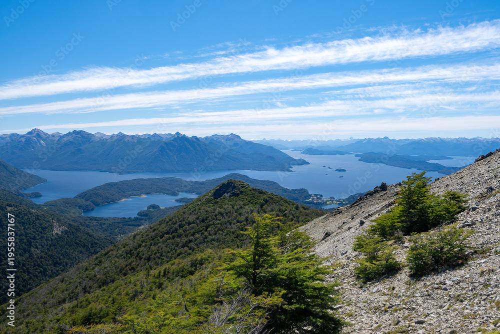 Fototapeta premium lenga beech forest at Cerro Goye near Bariloche over the lakes and mountains of Nahuel Huapi national park, Patagonia, Argentina, South America