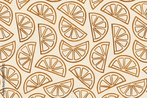 Pattern of sliced oranges on a light background seen in a creative design setting