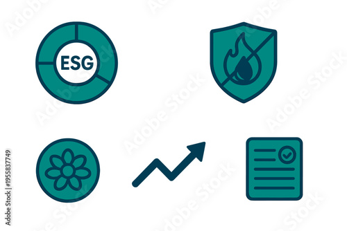 Symbols of sustainability and business practices with focus on environmental, social, and governance elements