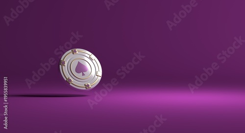 casino chip, casino background, casino website, casino image, chip with playing card suits, individual chip, chip on plain background, isolated poker chip on clean color background, 3D illustration