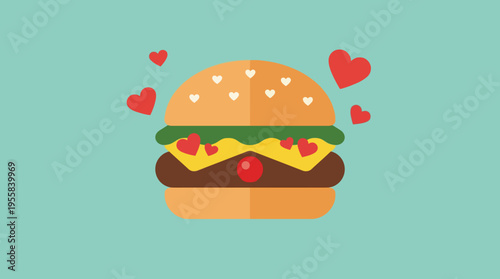 Colorful illustration of a hamburger.