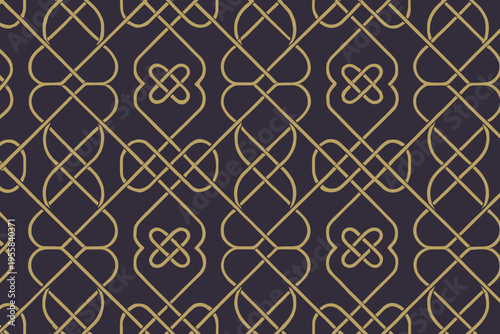 Design shows repeating golden knot patterns on dark background in simple geometric layout suitable for various uses