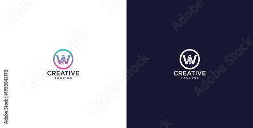 smart bulb logo icon. bulb logo technology. initial logo design W