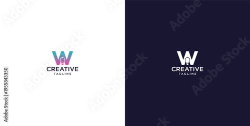 smart bulb logo icon. bulb logo technology. initial logo design W