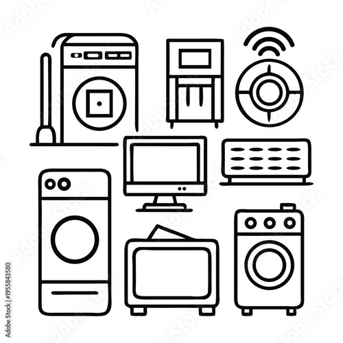 set of household appliances icons.