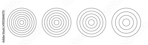 Coaching wheel of 6, 5, 4 and 3 concentric circles. Life blank. Habits tracker of wheel of life. Diagram divided on six, five, four and three round segments. Polar grid graph paper. Vector illustratio