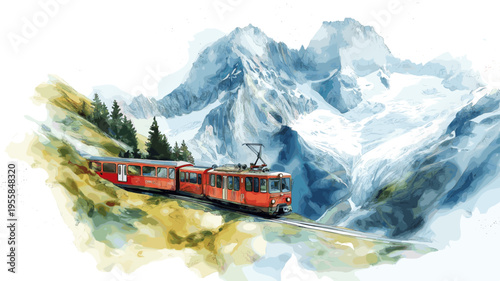 Jungfraujoch. Jungfraujoch watercolor vector illustration